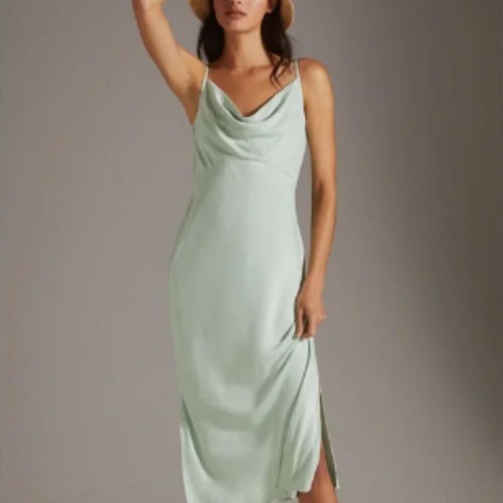 Slip Cowl Neck Maxi Dress in Mint Green